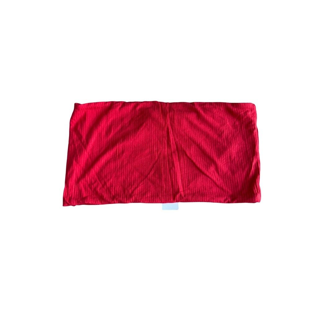 NWT Topshop Womens Red Ribbed Knit Tube Top Bandeau Strapless Size US 8